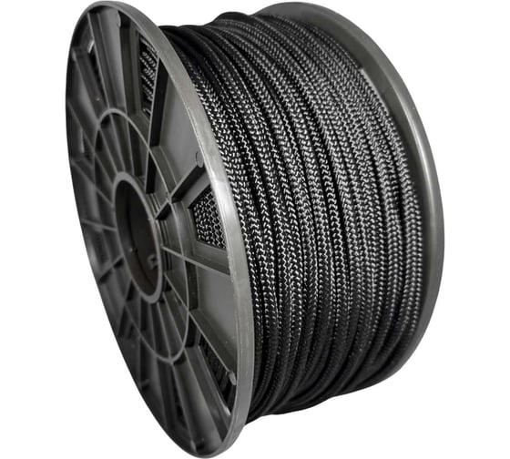 Изображение товара Шнур плетеный ООО Оптхозторг полиамидный 6 мм 100 м черный 2061100