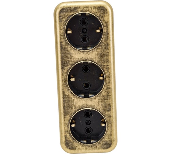 Изображение товара 3-местная розетка SVET RA 16-343-Черная Бронза открытой установки с заземлением EV0311-0048