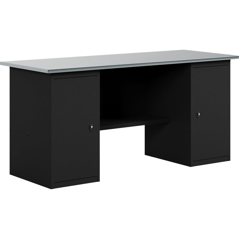 Изображение товара Верстак BLACK GREENBERG VERSTAK_BLACK_Т2_1600 с двумя тумбами и дверцей