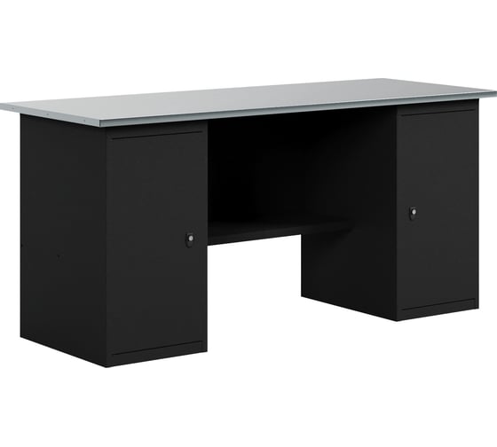 Изображение товара Верстак-стол BLACK с двумя тумбами с дверцей, 1600 мм GREENBERG VERSTAK_BLACK_Т2_1600