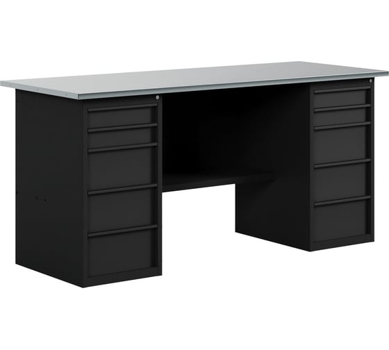 Изображение товара Верстак-стол BLACK с двумя тумбами с ящиками, 2000 мм GREENBERG VERSTAK_BLACK_Y2_2000