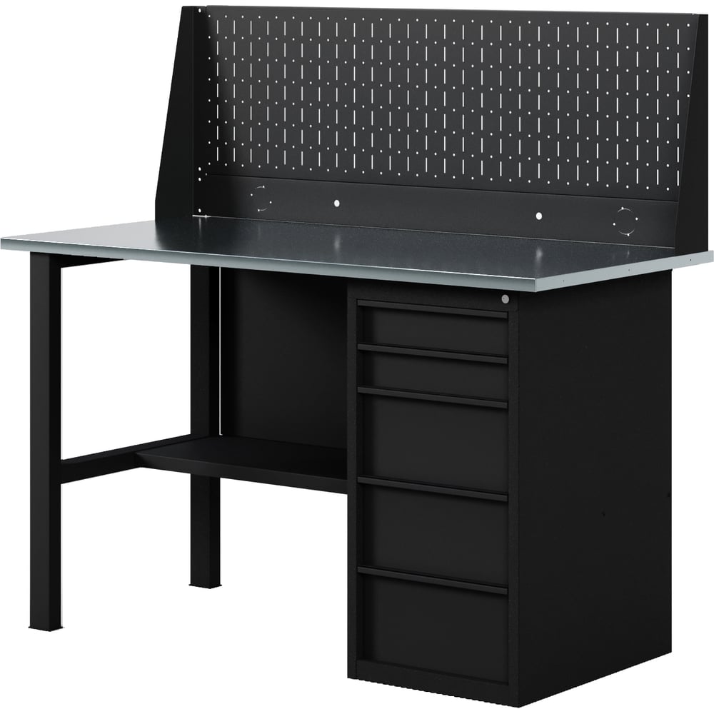 Изображение товара Верстак-стол BLACK с одинарной перфопанелью и ящиками, 1200 мм GREENBERG VERSTAK_BLACK_Y1_Р1_1200