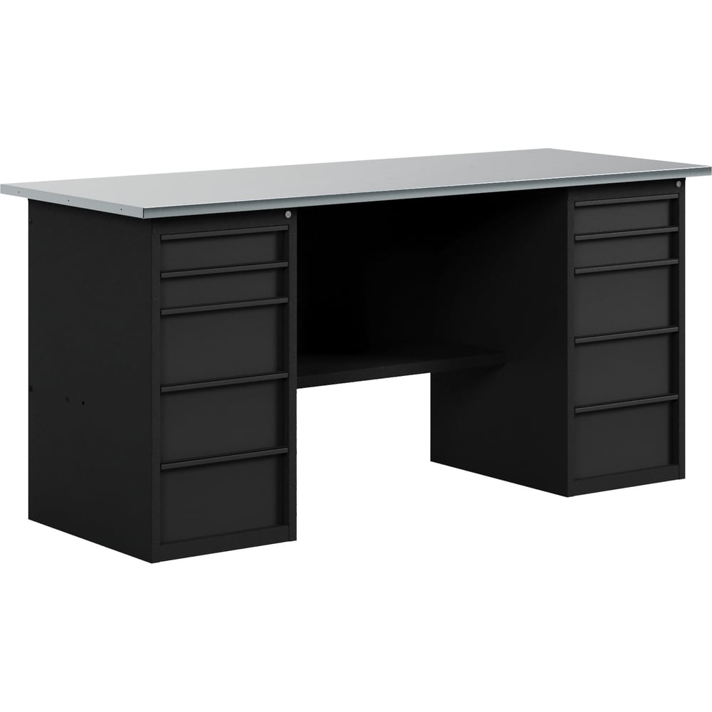 Верстак-стол BLACK с двумя тумбами с ящиками, 1600 мм GREENBERG VERSTAK_BLACK_Y2_1600