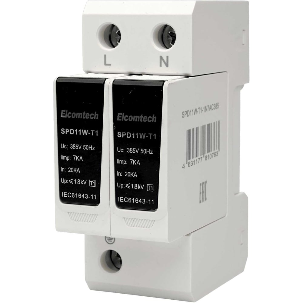 Изображение товара [Устройство защиты] ELCOMTECH SPD11W-T1-1N7AC385 385 В 2P 50kA