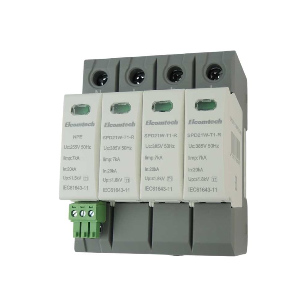 Изображение товара Защитное устройство импульсных перенапряжений ELCOMTECH SPD 50kA 385V для промышленного и бытового 