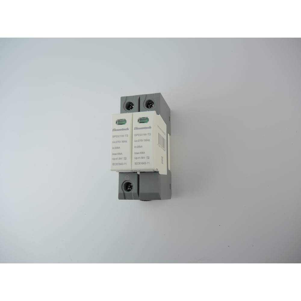 Изображение товара Устройство защиты импульсных перенапряжений ELCOMTECH T2 2P 40kA 275V SPD21W-T2-1N40AC275 УТ-00039156