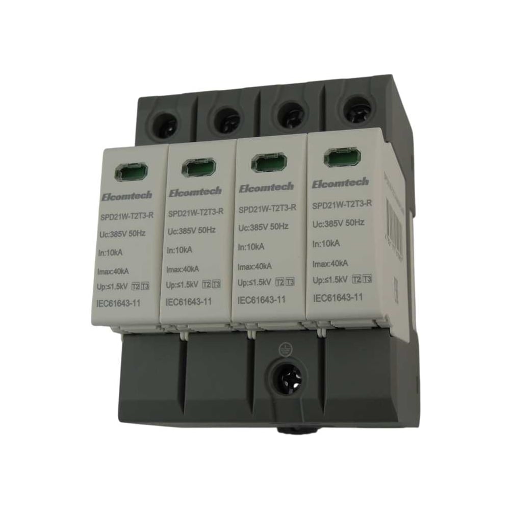 Изображение товара Устройство защиты импульсных перенапряжений ELCOMTECH SPD21W-T2T3-3N40AC385R 4P 40kA 385V