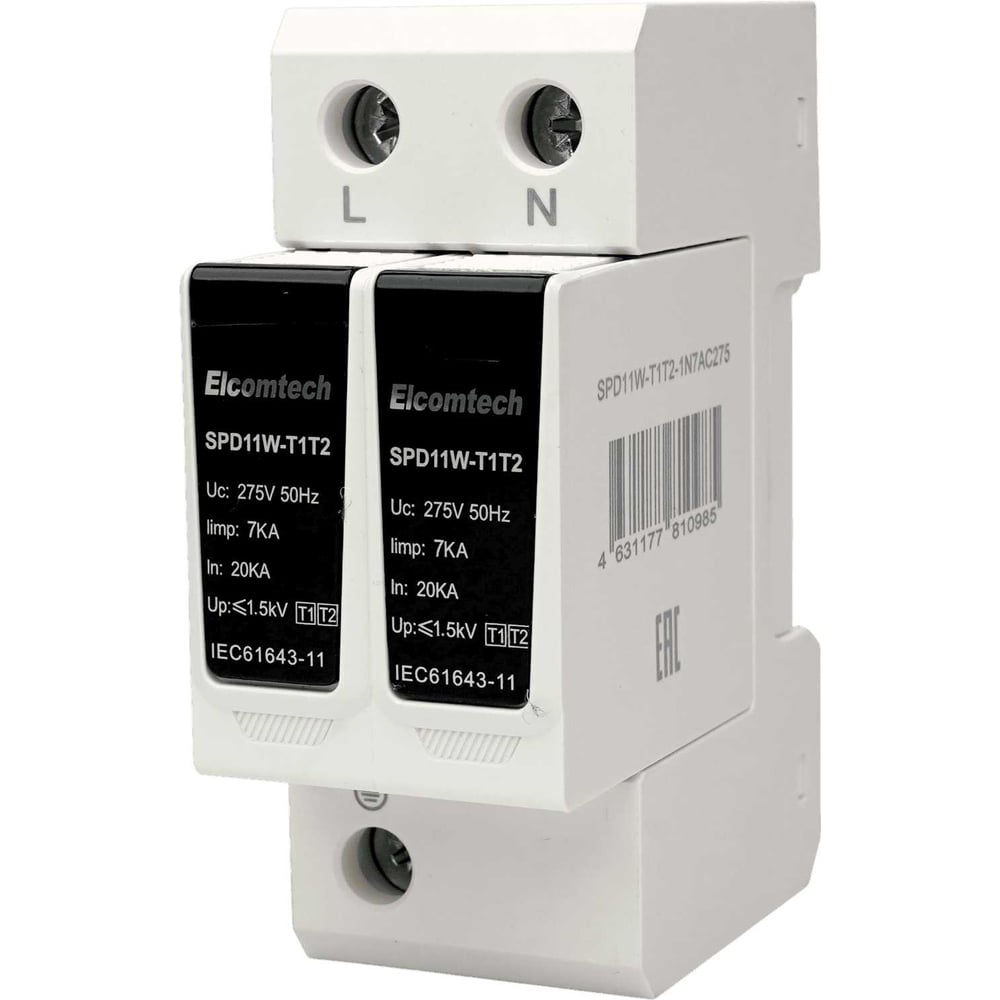 Изображение товара Устройство защиты импульсных перенапряжений ELCOMTECH SPD11W-T1T2-1N7AC275 2P