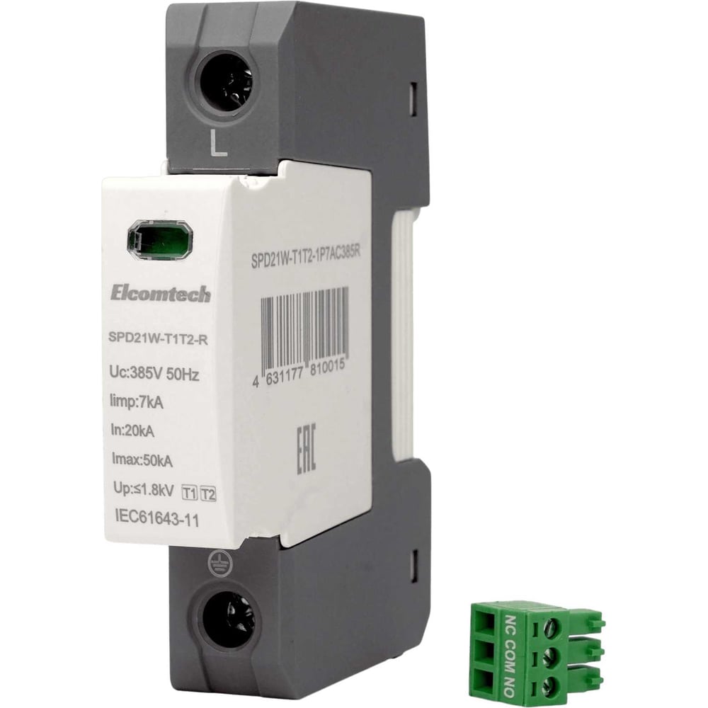 Изображение товара Устройство защиты импульсных перенапряжений ELCOMTECH SPD21W-T1T2-1P7AC385R