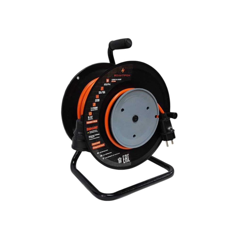 Изображение товара Удлинитель ТОРЭЛЕКТРО серии ВОЛЬТПРОМ ПВС 2х0,75 20м на садовой катушке (б/з) IP20 ВП214