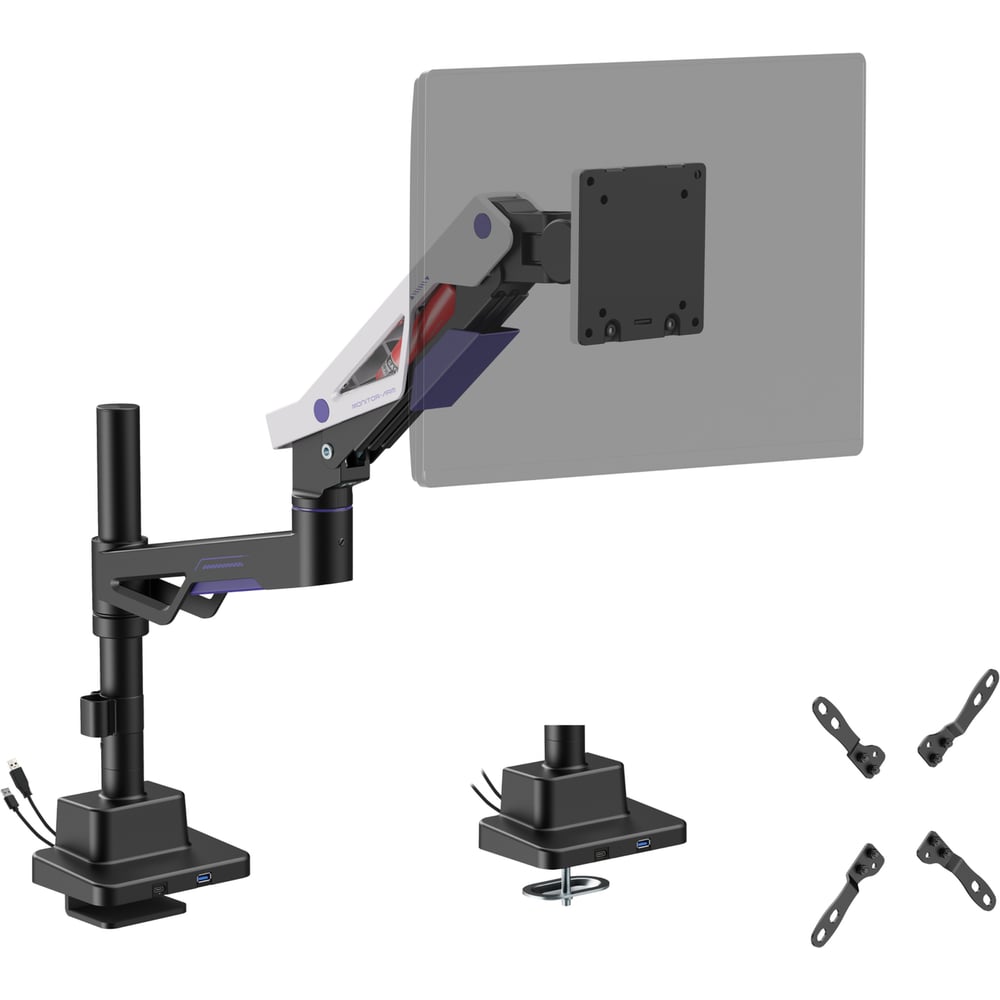 Изображение товара Кронштейн UNITEKI FMGT401GL ATLAS NEO GAMING LINE для монитора со струбциной и креплением на трубе, системы газлифт, диагональ 24-57 2756