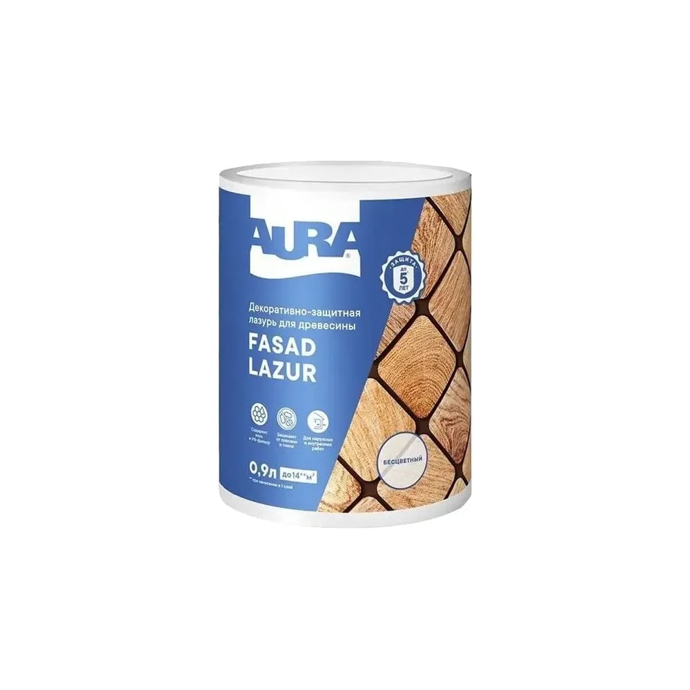 Изображение товара Лазурь Aura Fasad Lazur бесцветная, 0.9л AWW001 Изображение товара Лазурь Aura Fasad Lazur бесцветная, 0.9л AWW001