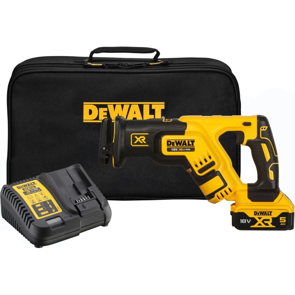 Изображение товара Аккумуляторная сабельная пила DEWALT DCS367P1, 18 В, 2900 ход/мин, 28.6 мм, с АКБ 5 Ач и ЗУ, в сумке DCS367P1-QW