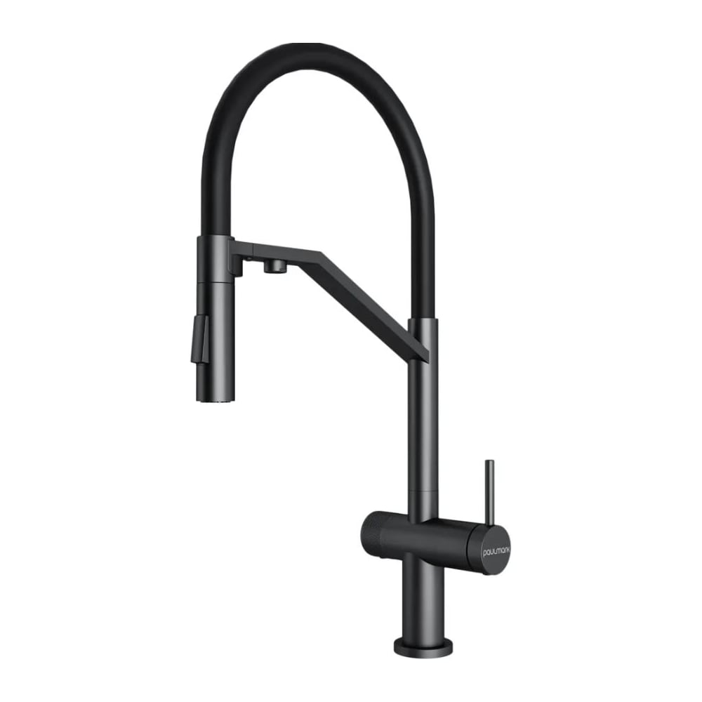 Изображение товара Смеситель Paulmark ZENDER для кухни, вороненная сталь, однорычажный, матовое покрытие