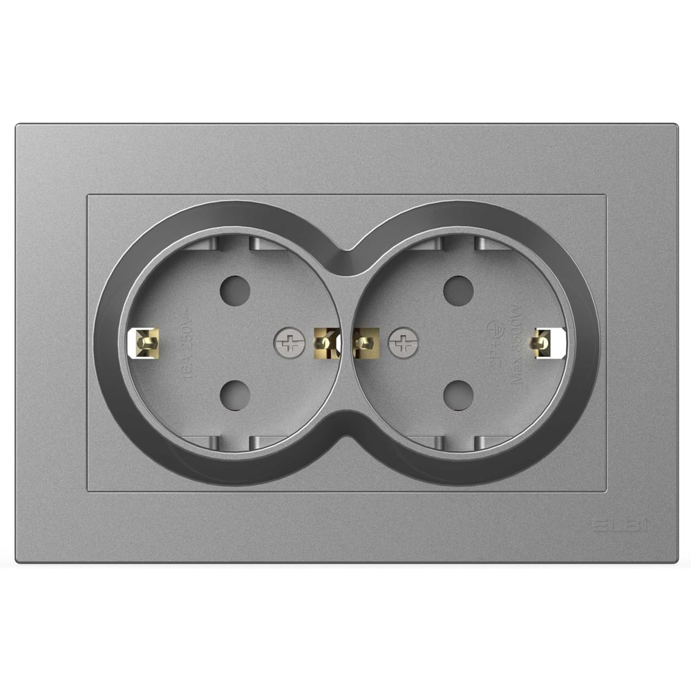 Изображение товара Розетка Vox Moda Vox 611-051032-907 Силовая 2 модуля серый металлик