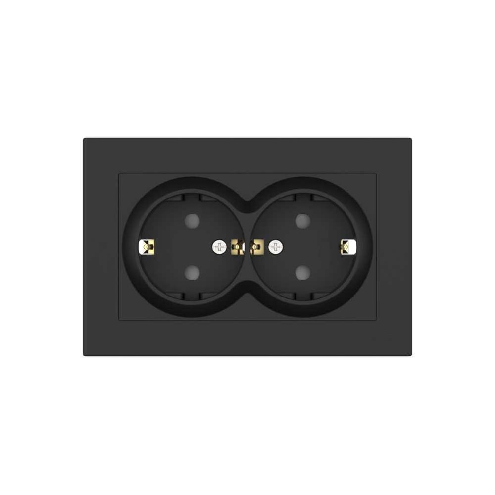 Изображение товара Розетка Vox Moda Vox 611-054832-907 с заземлением, черный матовый, 2 поста