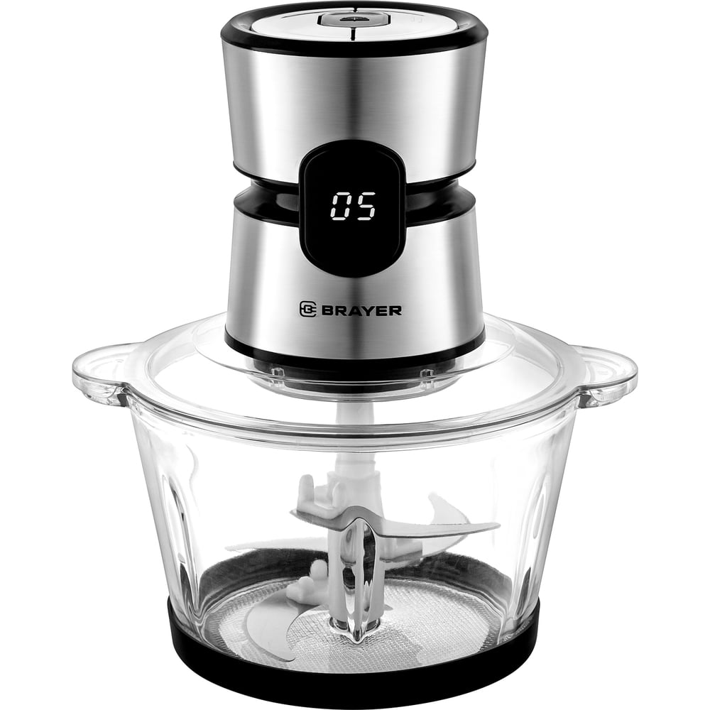 Изображение товара Измельчитель BRAYER 1409BR 800 Вт, Стекл чаша 2 л, 4 лезвия из нержав, LED дисплей BR1409