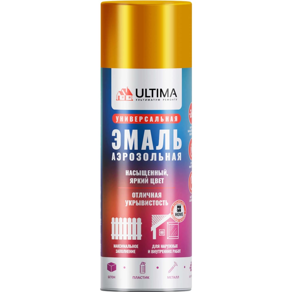 Изображение товара Краска аэрозольная универсальная ULTIMA, золото майя металлик, 520 мл. ULT0303