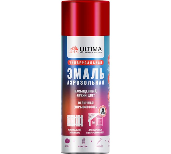 Изображение товара Краска аэрозольная универсальная ULTIMA, ягодный красный металлик, 520 мл. ULT0302