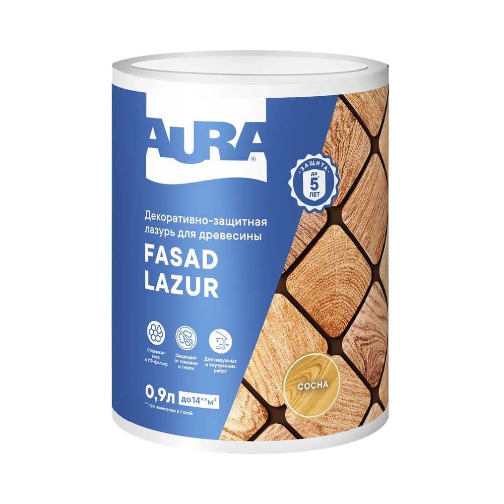 Лазурь Aura Fasad Lazur сосна, 0.9л AWW006