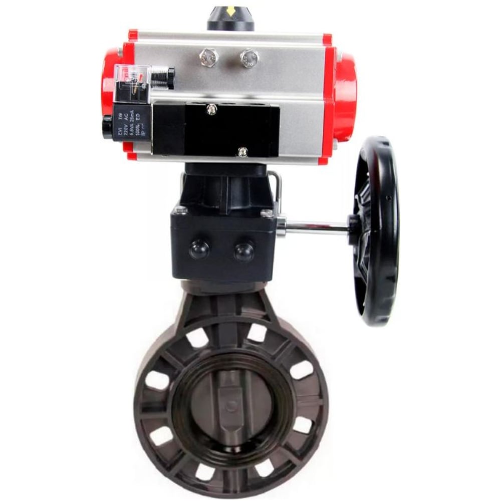 Изображение товара Затвор дисковый DN.ru НПВХ-НПВХ-E-2W-Fb-ISO Дн100 Ру10