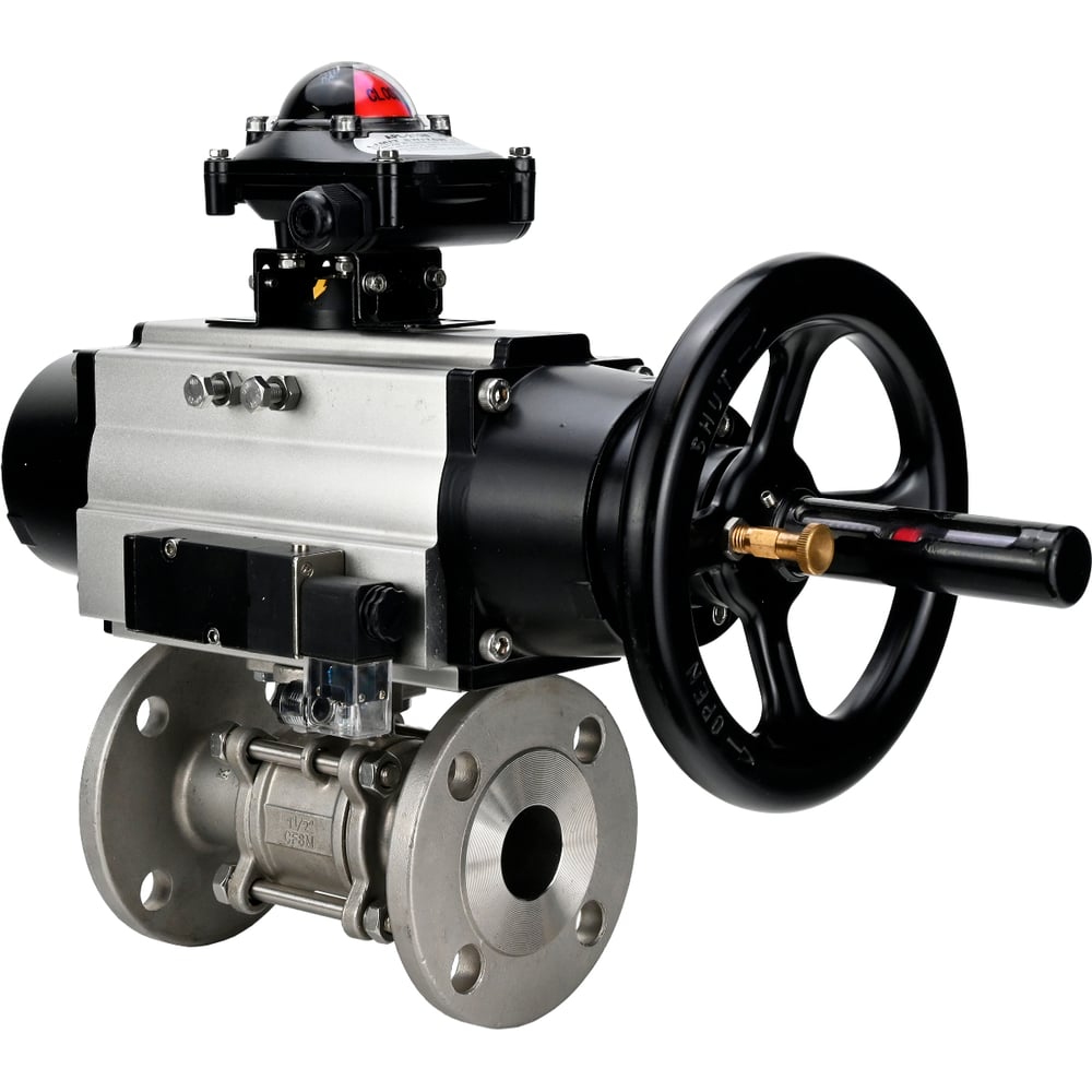 Изображение товара Кран шаровой DN100 316-316-FP-F-ISO-H | Пневмопривод, PN25, нержавеющая сталь