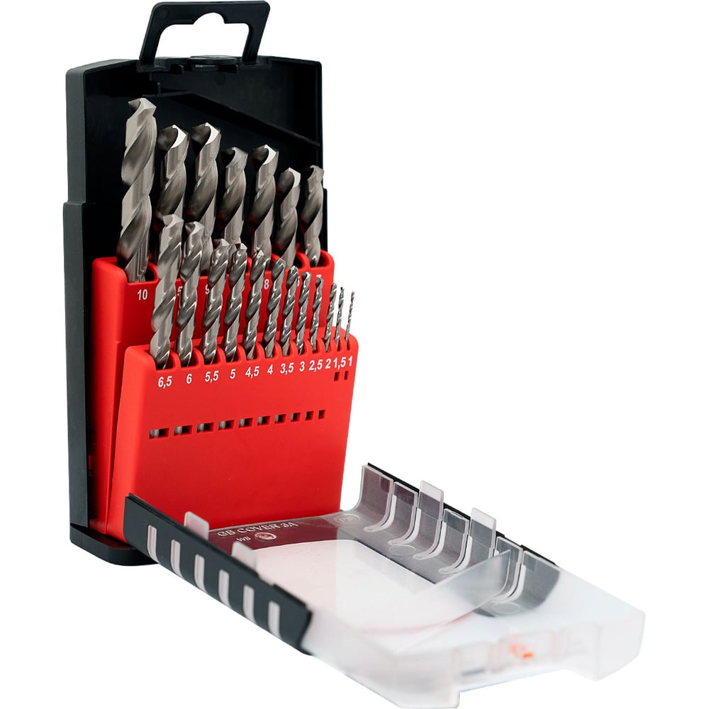 Изображение товара Набор сверл спиральных RODMIX ц/х HSS-М2 из 19 предметов (1-10) х0.5 мм (Р6М5) 10400000110