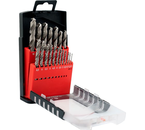 Изображение товара Набор сверл спиральных RODMIX ц/х HSS-М2 из 19 предметов (1-10) х0.5 мм (Р6М5) 10400000110