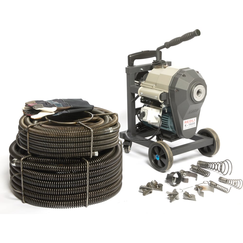 Изображение товара Электрическая прочистная машина REDLI 75-350 мм (в комплекте спирали 22 мм-20 м, 32 мм-20 м) K-1600 UNI
