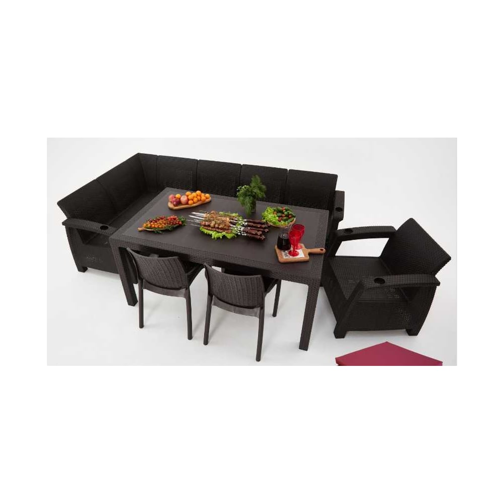 Изображение товара Комплект садовой мебели WORKY HomlyGreen 5+1+2 бордовый