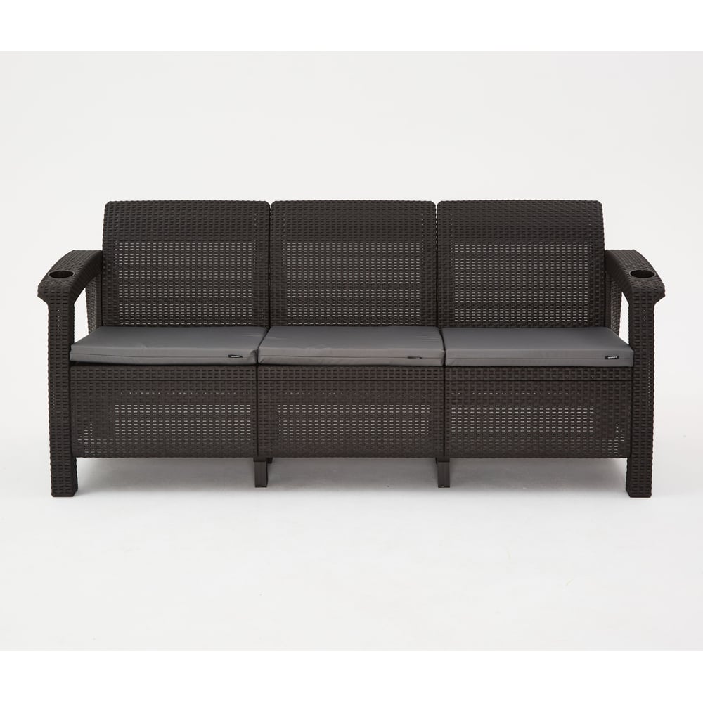 Изображение товара Комплект садовой мебели WORKY HomlyGreen Set 3+1+1+стол 94×94×74 см+подушки серого цвета ARD259204