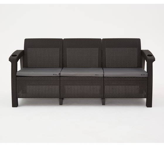 Изображение товара Комплект садовой мебели WORKY HomlyGreen Set 3+1+1+стол 94×94×74 см+подушки серого цвета ARD259204