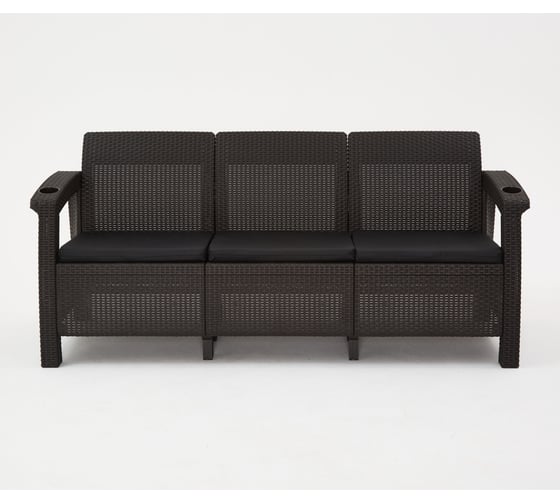 Изображение товара Комплект садовой мебели WORKY HomlyGreen Set 3+1+1+стол 94×94×74 см+подушки черного цвета ARD259214