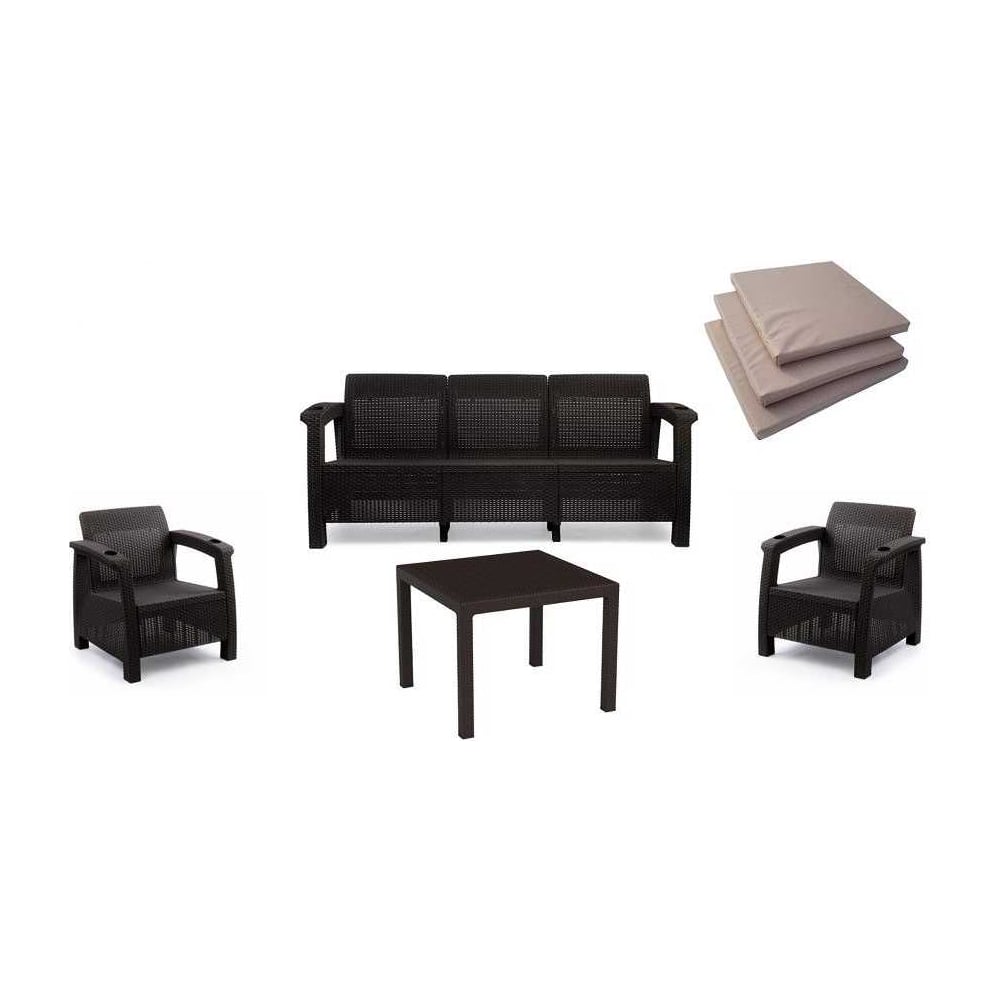 Изображение товара Садовый комплект WORKY HomlyGreen ARD259194: стол 94×94 см, 3 кресла и диван, темно-синий