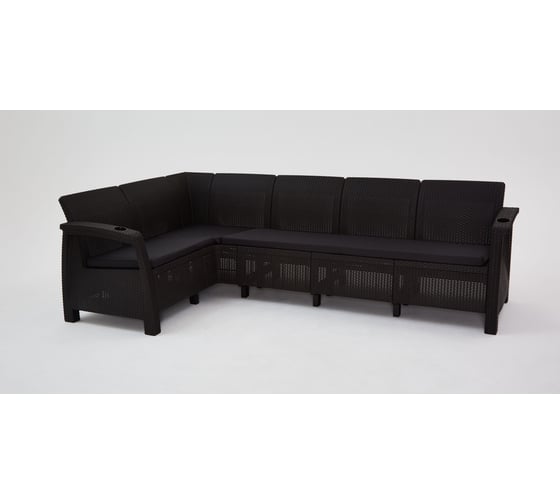 Изображение товара Комплект садовой мебели WORKY HomlyGreen 5+2+1+обеденный стол 153×79 см, с комплектом черных подушек ARD259354