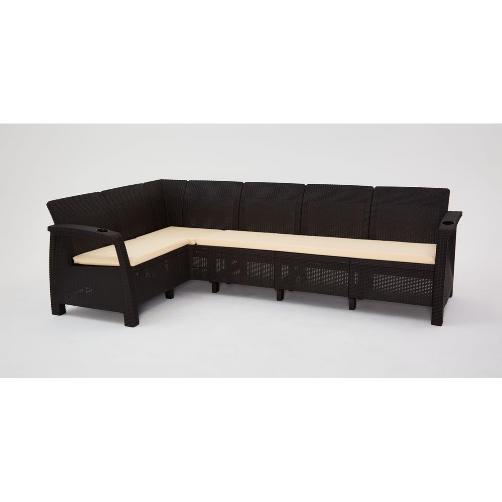 Изображение товара Комплект садовой мебели WORKY HomlyGreen 5+1+2 стула+обеденный стол 153×79 см, с комплектом бежевых подушек ARD259366