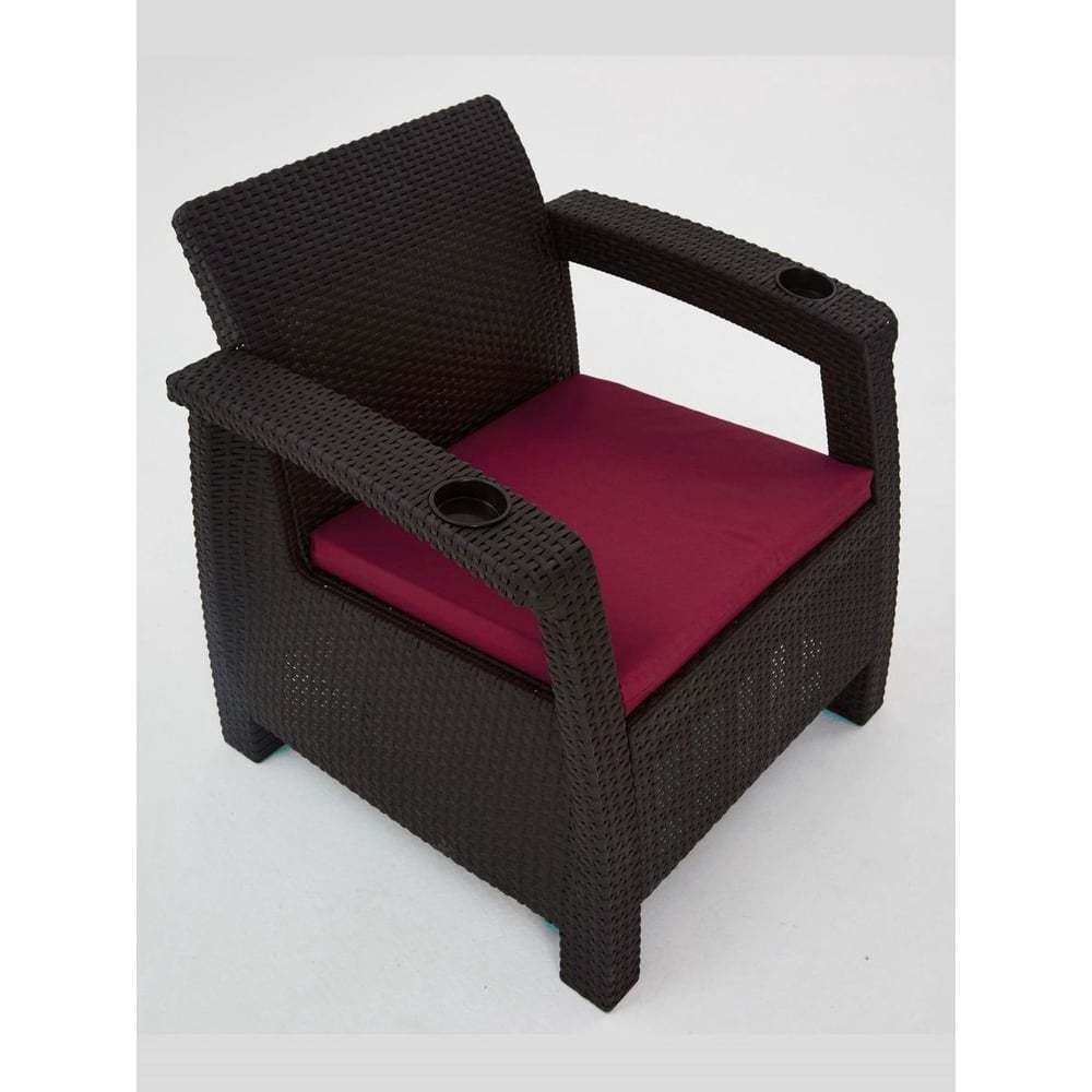 Изображение товара Кресло садовое WORKY мокко с подушкой бордового цвета, 73×70×79 см ARD257919