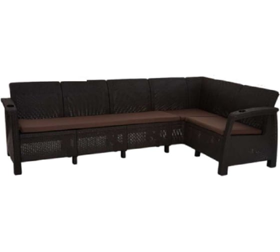 Изображение товара Диван садовый угловой WORKY мокко с подушками бордового цвета, 200×200×79 см ARD257874