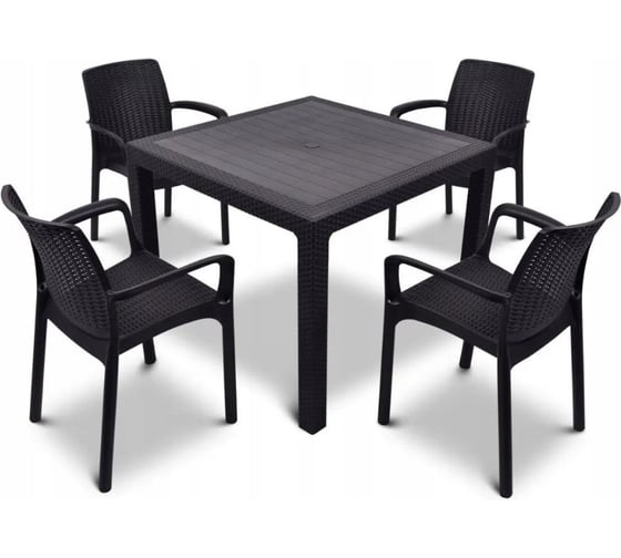 Изображение товара Комплект садовой мебели WORKY RODOS, стол обеденный квадратный 95×95 см, 4 стула, цвет венге ARD258918