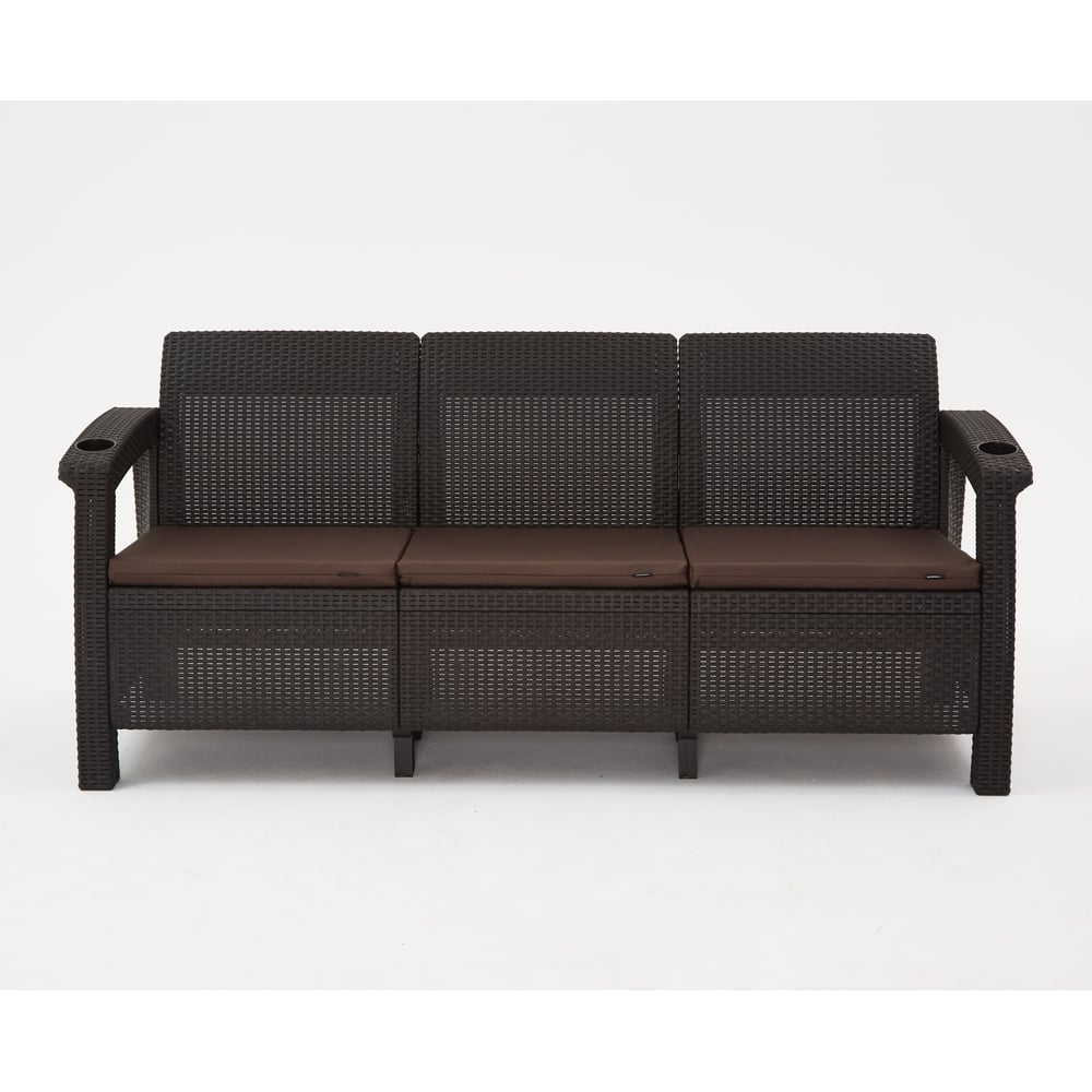 Изображение товара Комплект садовой мебели WORKY HomlyGreen Set 3+1+1+стол 94×94×74 см+подушки коричневого цвета ARD258563