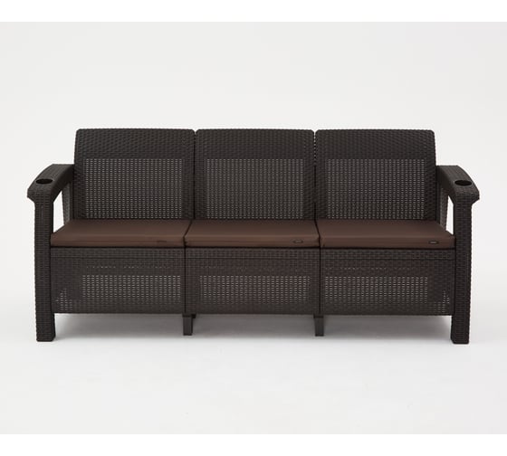 Изображение товара Комплект садовой мебели WORKY HomlyGreen (3-местный диван + стол 94×94×74 см), мокко, коричневые подушки ARD259254