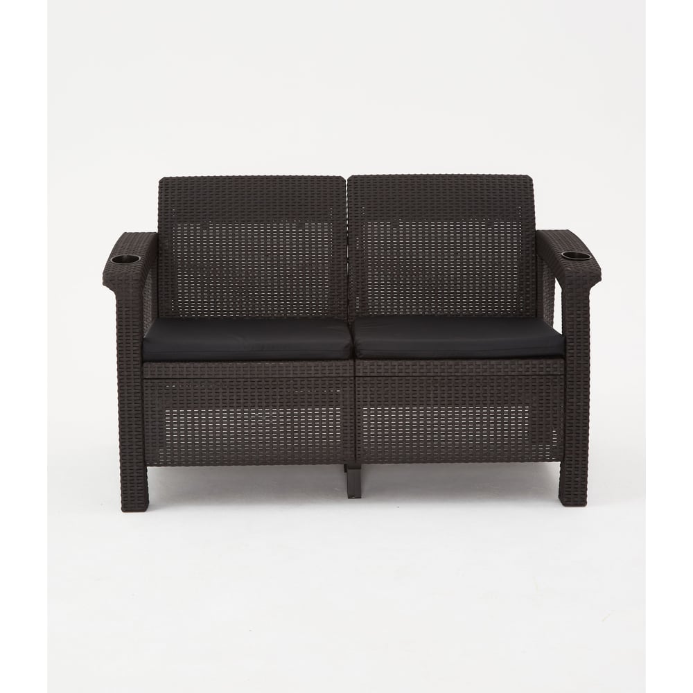 Изображение товара Диван-стол WORKY HomlyGreen 2 предмета для сада, мокко, черные подушки