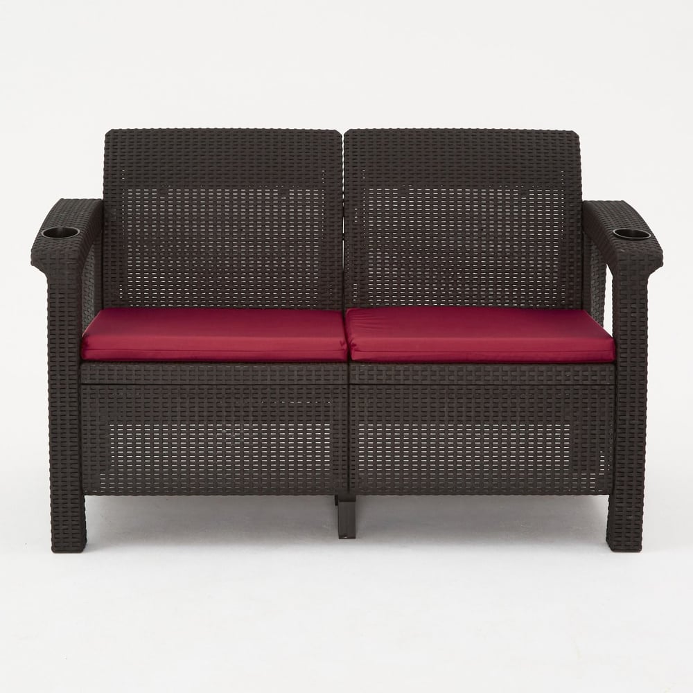 Изображение товара Комплект садовой мебели WORKY HomlyGreen 5+2+1+обеденный стол 153×79 см, с комплектом бордовых подушек ARD259390