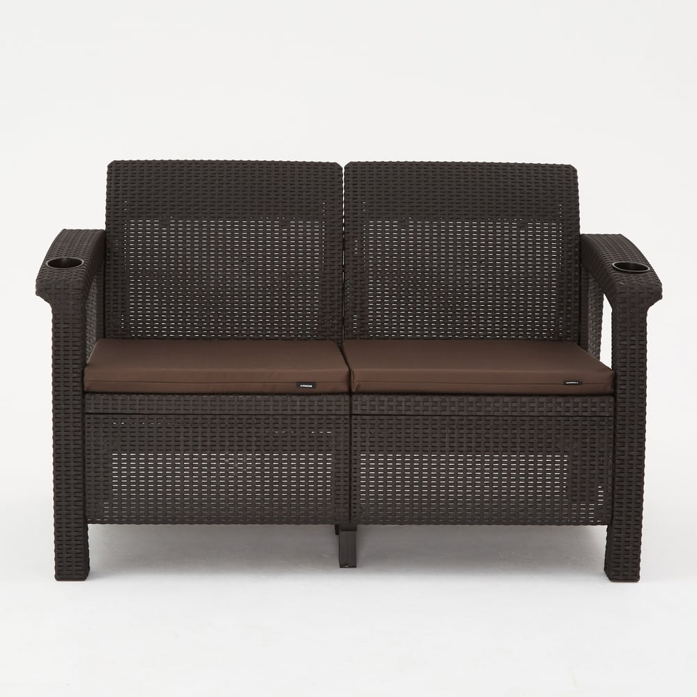 Изображение товара Комплект садовой мебели WORKY HomlyGreen 5+2+1+обеденный стол 153×79 см, с комплектом коричневых подушек ARD259372