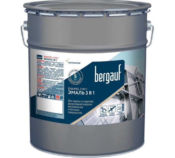 Изображение товара Краска Bergauf ENAMEL 3 IN 1 красная, 0,8 кг 82306