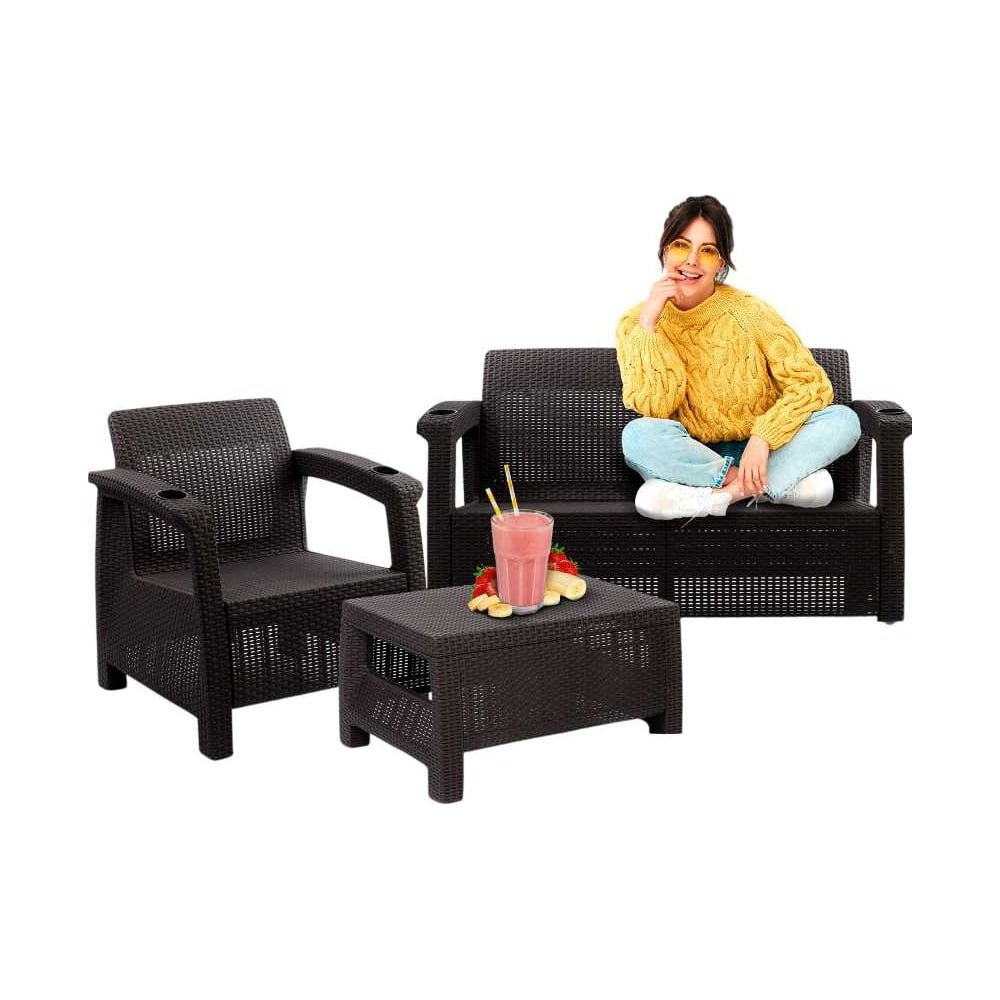 Изображение товара Комплект садовой мебели WORKY HomlyGreen Set 2+1+кофейный столик+подушки темно-синего цвета ARD259191