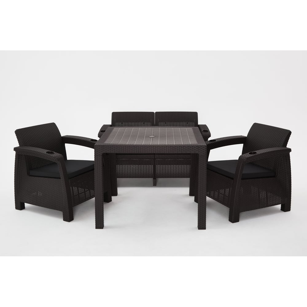 Изображение товара Комплект садовой мебели WORKY HomlyGreen Set 2+1+1+стол 94×94×74 см+подушки темно-синего цвета ARD259189