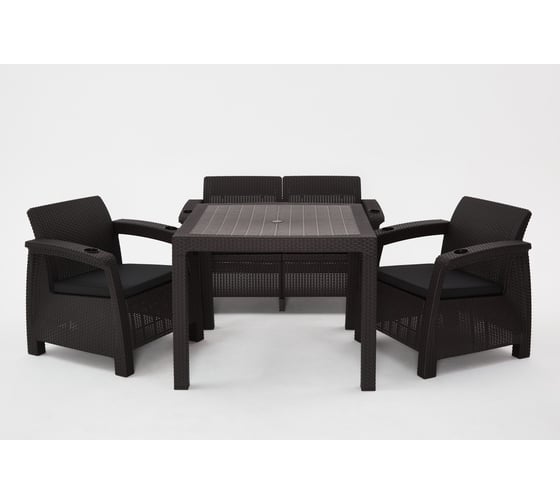Изображение товара Комплект садовой мебели WORKY HomlyGreen Set 2+1+1+стол 94×94×74 см+подушки темно-синего цвета ARD259189