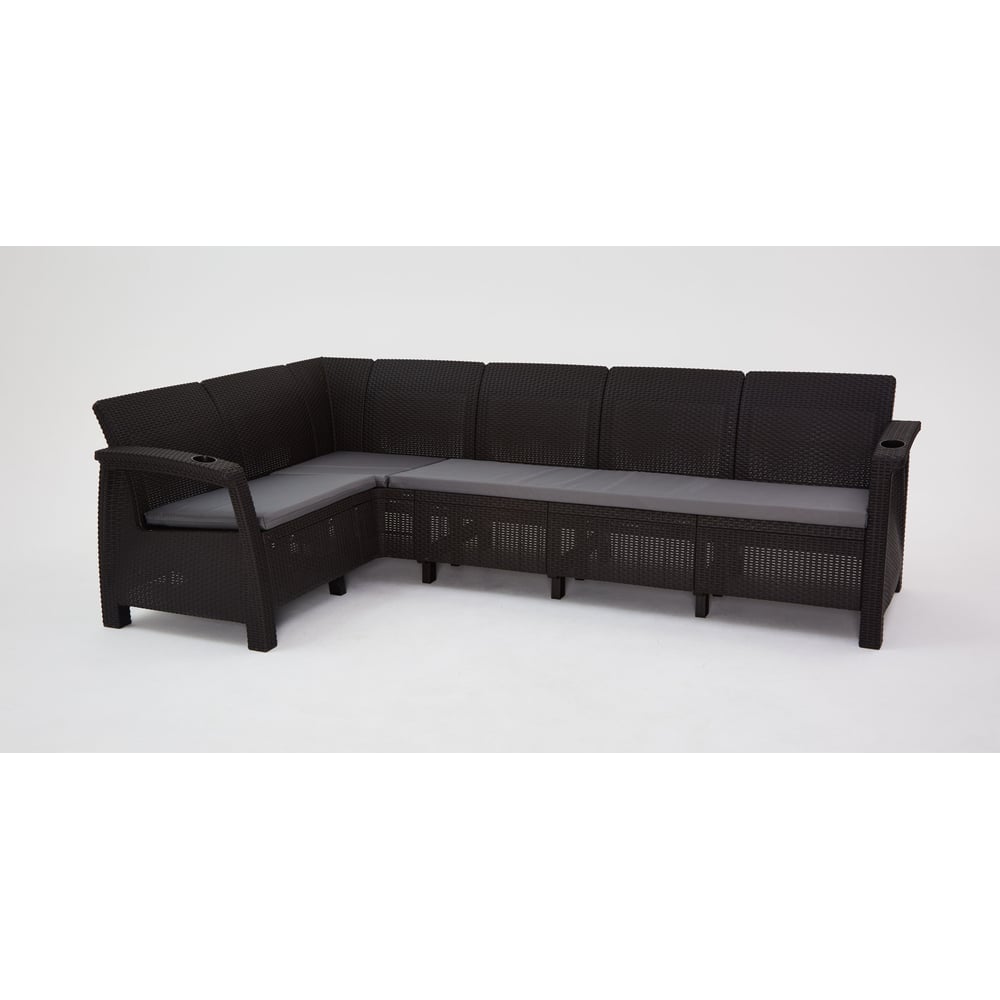 Изображение товара Комплект садовой мебели WORKY HomlyGreen Set 5+1+1+кофейный столик+подушки серого цвета ARD259205