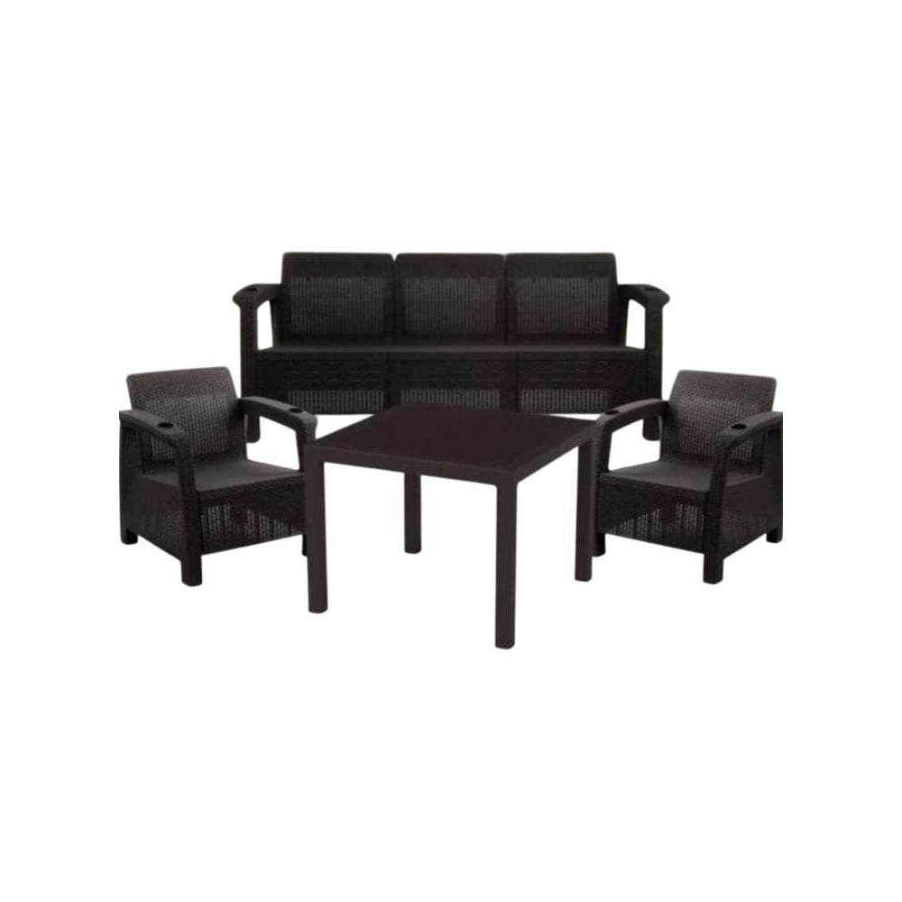 Изображение товара Комплект садовой мебели WORKY HomlyGreen Set 3+1+1+стол 94×94×74 см+подушки бордового цвета ARD259234